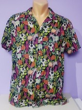 Colorfull Losan casual short sleeve shirt flowers zebras africa style Large
