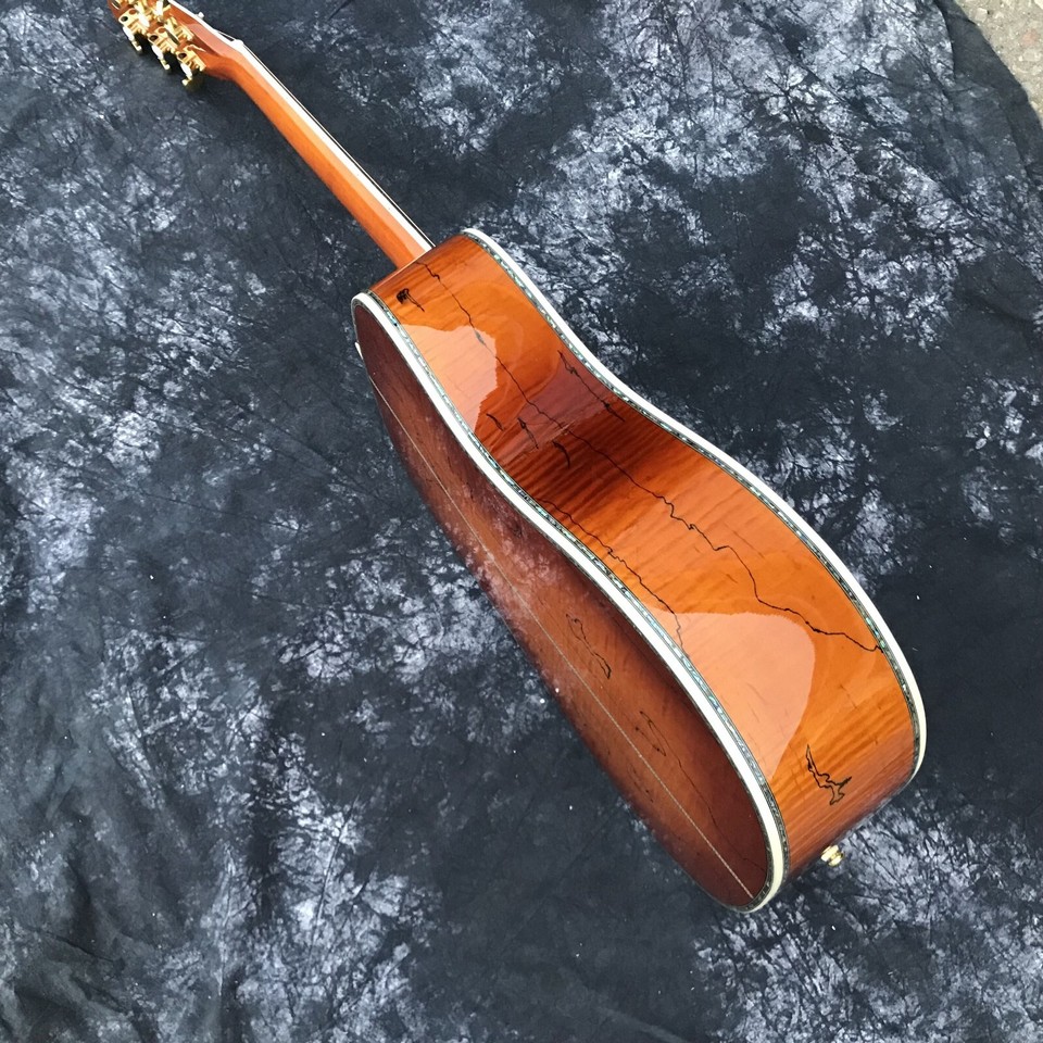 Custom 41" D Style Flame Maple Wood Acoustic Guitar Abalone Inlays eBay