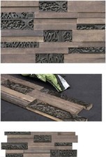 3D WOOD Wall Panels Exclusive Decorative Feature Interior METAL Carving Brown