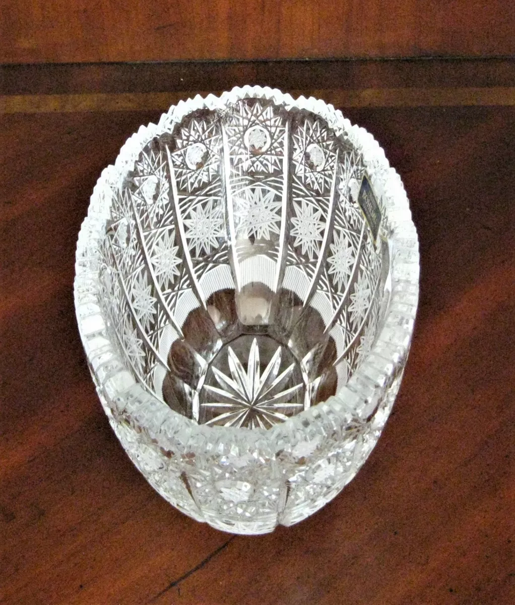 Bohemia Czech Crystal Hand cut 8 Oval Bowl Queen Lace