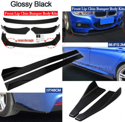 Lower Front Bumper Lip+2xRear Spat Canards+Side Skirts 2.2m For Chevrolet Sonic