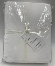 Pottery Barn Parker Organic Percale Sheet Set 4 Pcs Flagstone White Queen 9867A