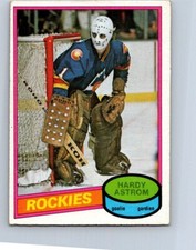 HOCKEY CARD O-PEE-CHEE 1980 COLORADO ROCKIES GOALIE HARDY ASTROM ROOKIE NO220