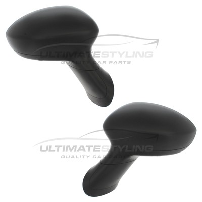 Wing Door Mirrors Fits Fiat Punto Mk3 2012-2018 Electric With Black Cover Pair