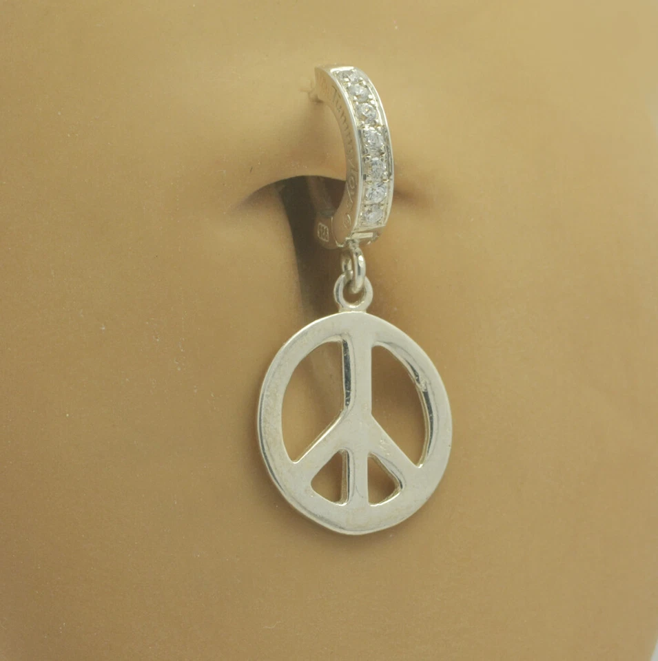 Encanto de paz en TummyToys circonita cúbica anillo ombligo sexy joyería corporal a presión Foto 2 de 3