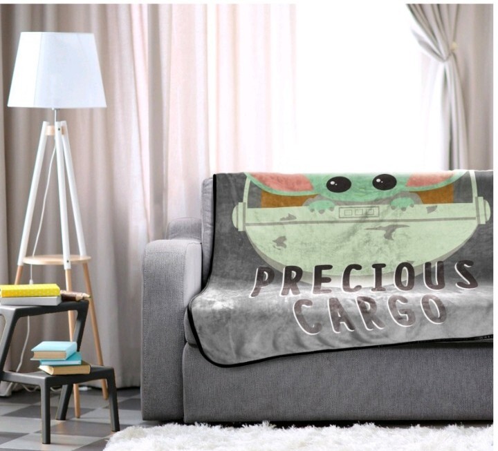 Star Wars Mandalorian Baby Yoda Plush Blanket Gray "Precious Cargo" eBay