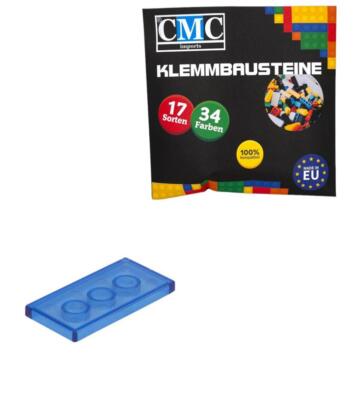 50 Klemm-Bausteine Fliesen 2x4 Noppen Kacheln Bricks Tiles Blau Transparent
