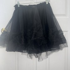 Vintage Black Tiered Crinoline Petticoat Underskirt Size 1x2 Made USA