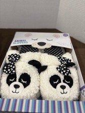 Womens Plush Slippers Faux Fur Panda Bear Memory Foam Character House Shoes 9-11