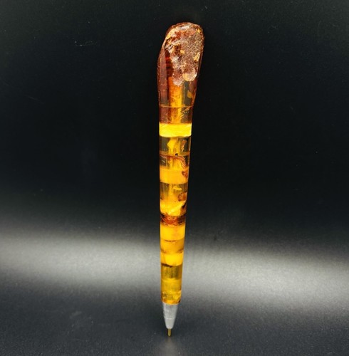 Rare Vintage Genuine Amber Ballpoint Pen Handmade Collectible