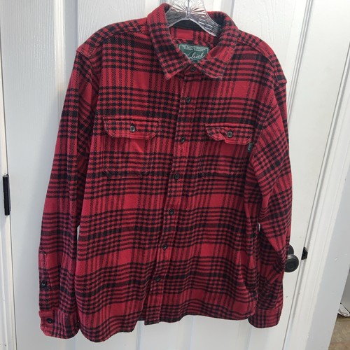 Woolrich Flannel Mens XL Buffalo Plaid Red Shirt Jacket Pockets Shacket - Picture 1 of 8