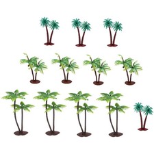 12 Pcs Miniature Coconut Tree Model Plastic Palm Tree Simulation Decor