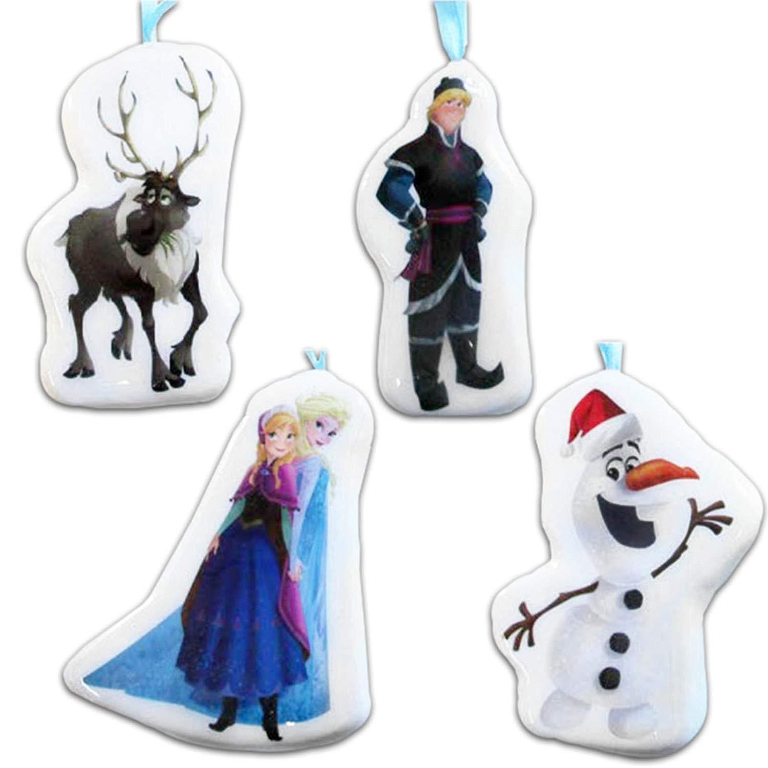 Set of 4 Frozen Decoupage Baubles Christmas Tree Ornaments NEW