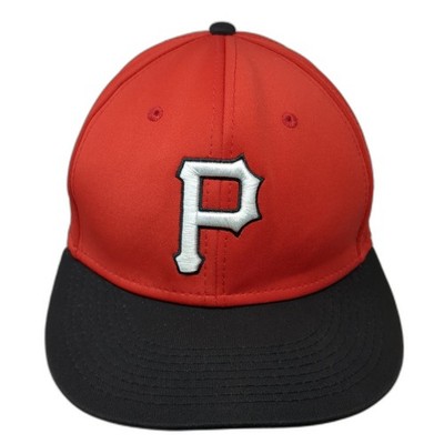 P Logo Fitted Baseball Cap Red 7 3/8 Embroidered Vented Holes The