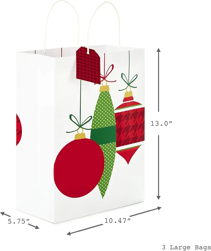 Hallmark Pacote de Sacola de Presente Sortida de Natal com Etiquetas de Presente Mix-N-Match, Traditio - Imagem 3 de 4