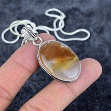 Montana Agate Gemstone Handmade 925 Sterling Silver Jewelry Pendant 1.93