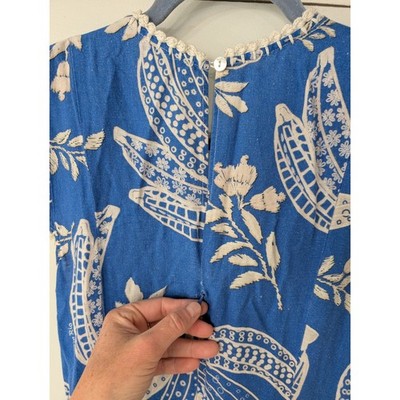 Farm Rio Lace Banana Midi Dress Cut Out Tie Front Crochet Trim womens  Medium | eBay