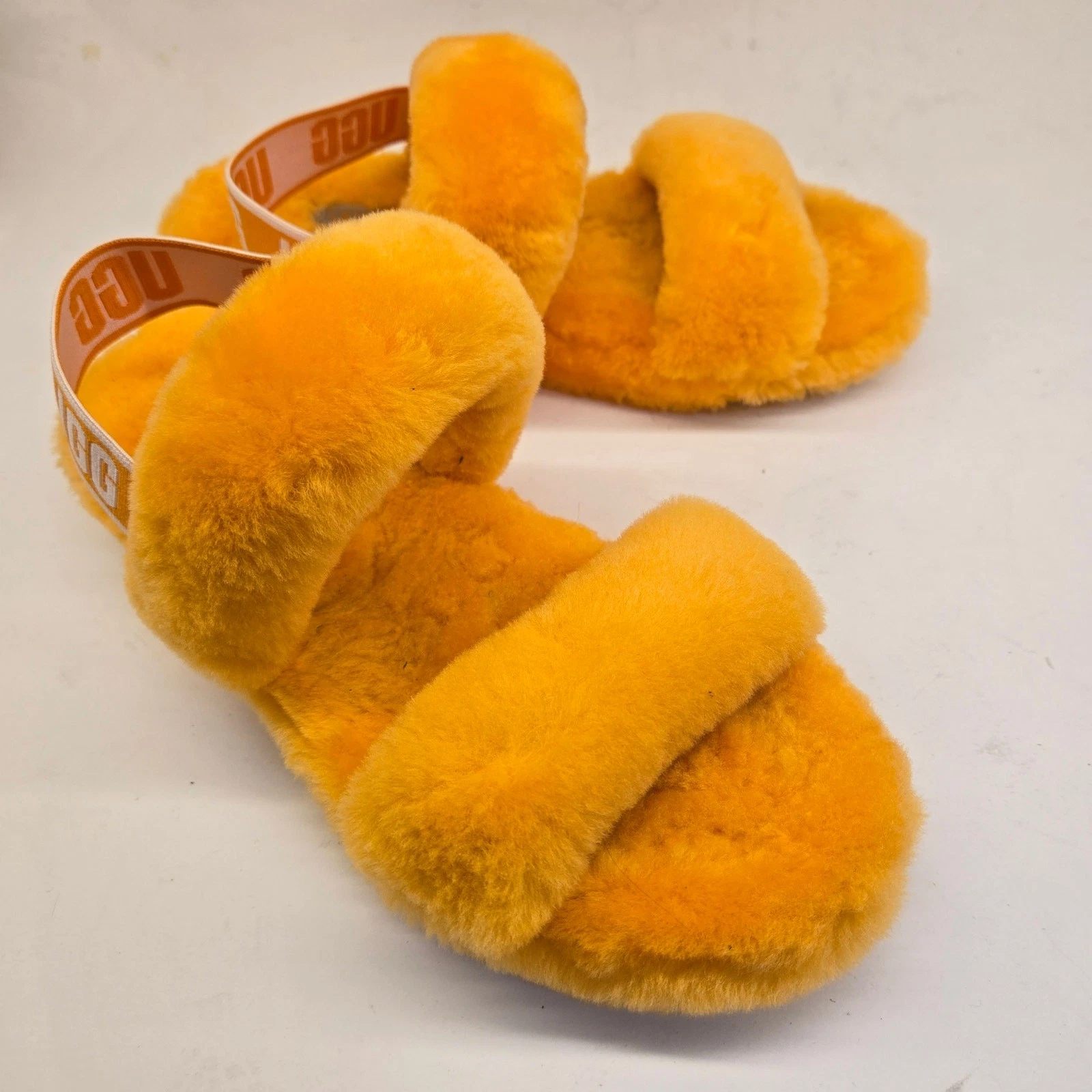 UGG Oh Yeah shearling slide sandalo pantofole arancione brillante taglia 8 stile 1107953