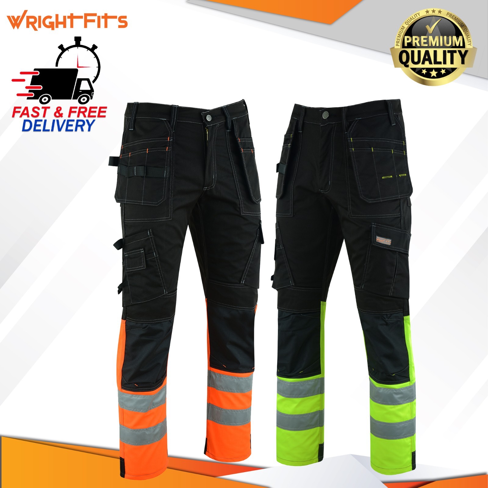 Pantalones de trabajo de alta visibilidad para hombre Pantalones de trabajo de alta resistencia Multi Bolsillo Carga Ropa de trabajo