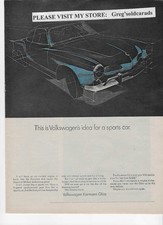 Original 1968 Volkswagen Karmann Ghia vintage print ad: "VW's idea for a sports