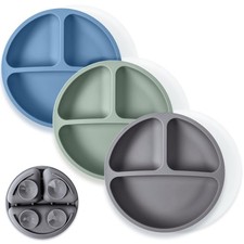 Suction Plates with Lids for Babies Toddlers - 100 Silicone, Dinnerware St...