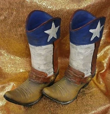 Poly Resin Decor Lone Star Cowboy Boots