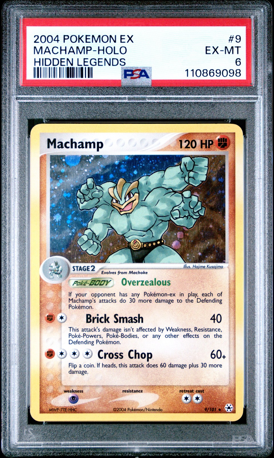2004 POKEMON EX HIDDEN LEGENDS #9 MACHAMP-HOLO PSA 6