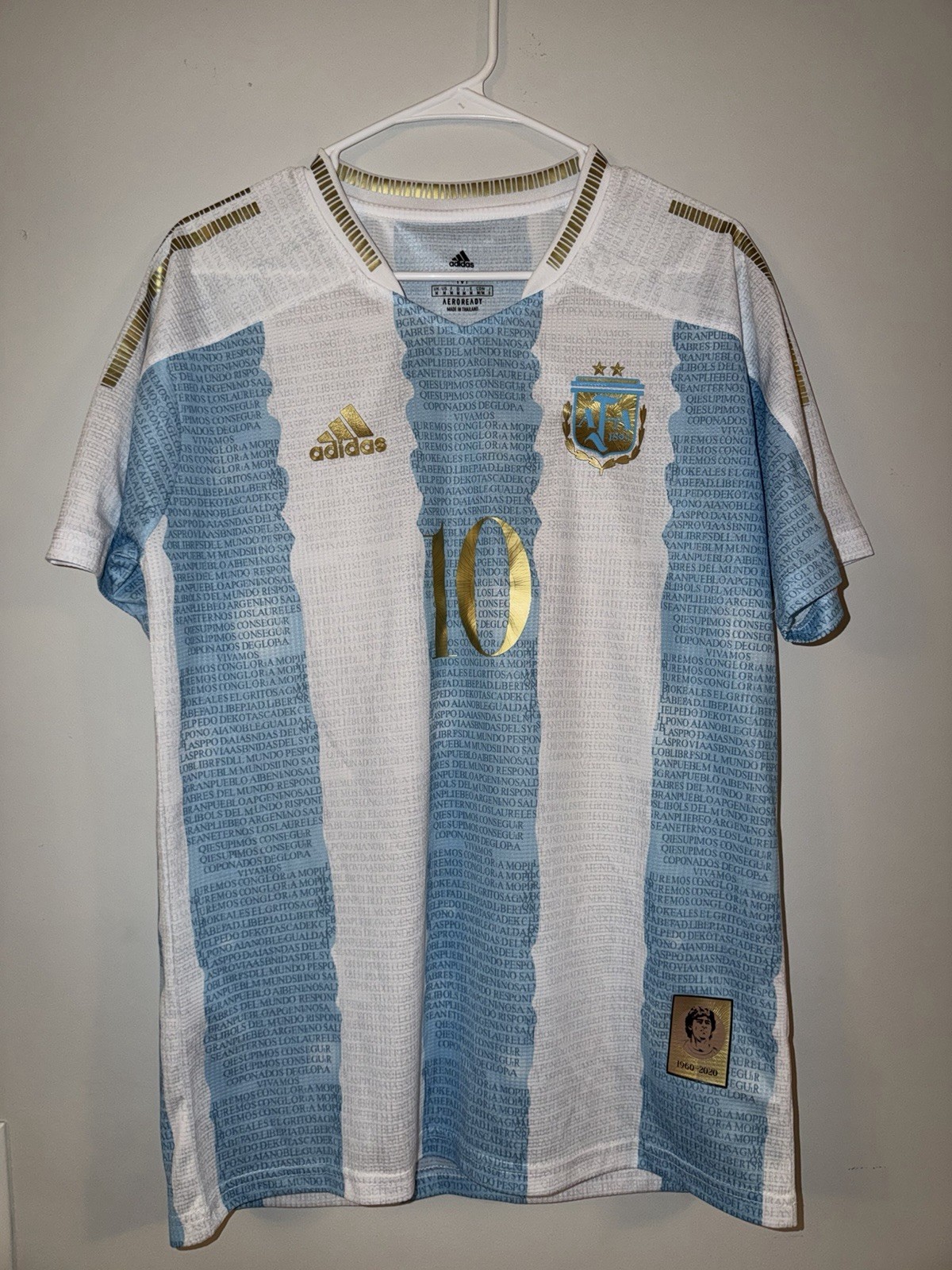 Argentina Maradona Tribute Concept Jersey Messi 10 Gold Details Size M NWOT