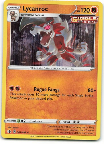 Lycanroc 087/198 Holo Rare Chilling Reign Pokemon