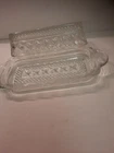Vintage Anchor Hocking Wexford Clear Glass Butter Dish with Lid