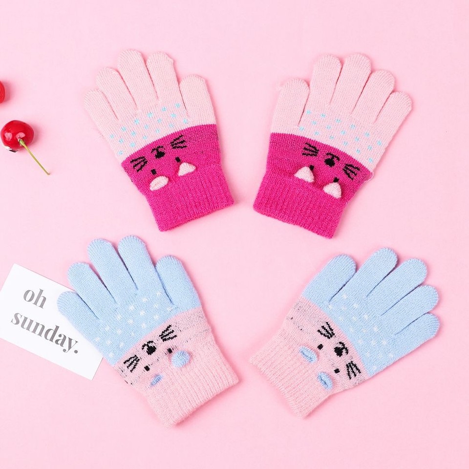 My Modls Finger Warm Boys Girls Lovely Kids Gloves Knitting Mittens Thick ...
