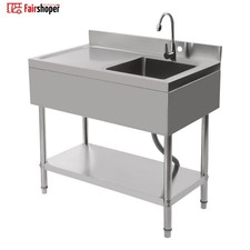 Stainles Steel Work Bench Commercial Storage Table Kitchen Cafe Sink Prep Shelf