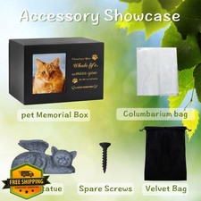 DiDiBirDi Cat Urn Black Wooden Keepsake Pet Hair Memory Box 75lbs