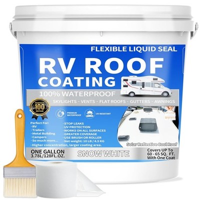 RV Roof Coating White, Waterproof Solar Reflective Sealant, Flexible RV
