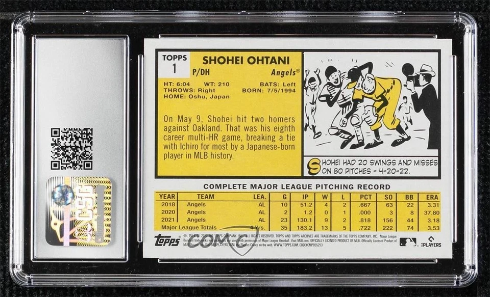 2022 Topps Archives 1963 Topps Design Shohei Ohtani #1 CSG 9 Mint - Image 2 of 2