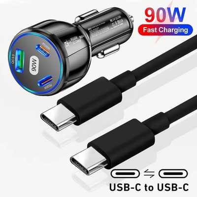 PD 90W Fast Charging Type C Car Charger For iPhone 17 16 15 14 13 12 11 Pro Max