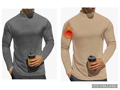 Ekouaer Herren Mock Rollkragen Langarmshirt Unterhemd leicht