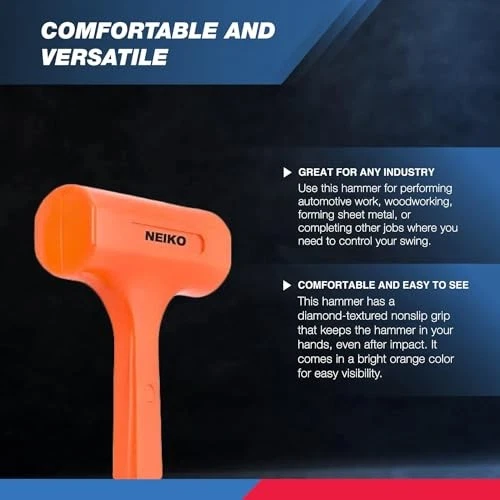 Martillo soplador muerto naranja neón de 4 libras con relleno de tiro de acero para trabajo de carrocería automática Foto 3 de 4