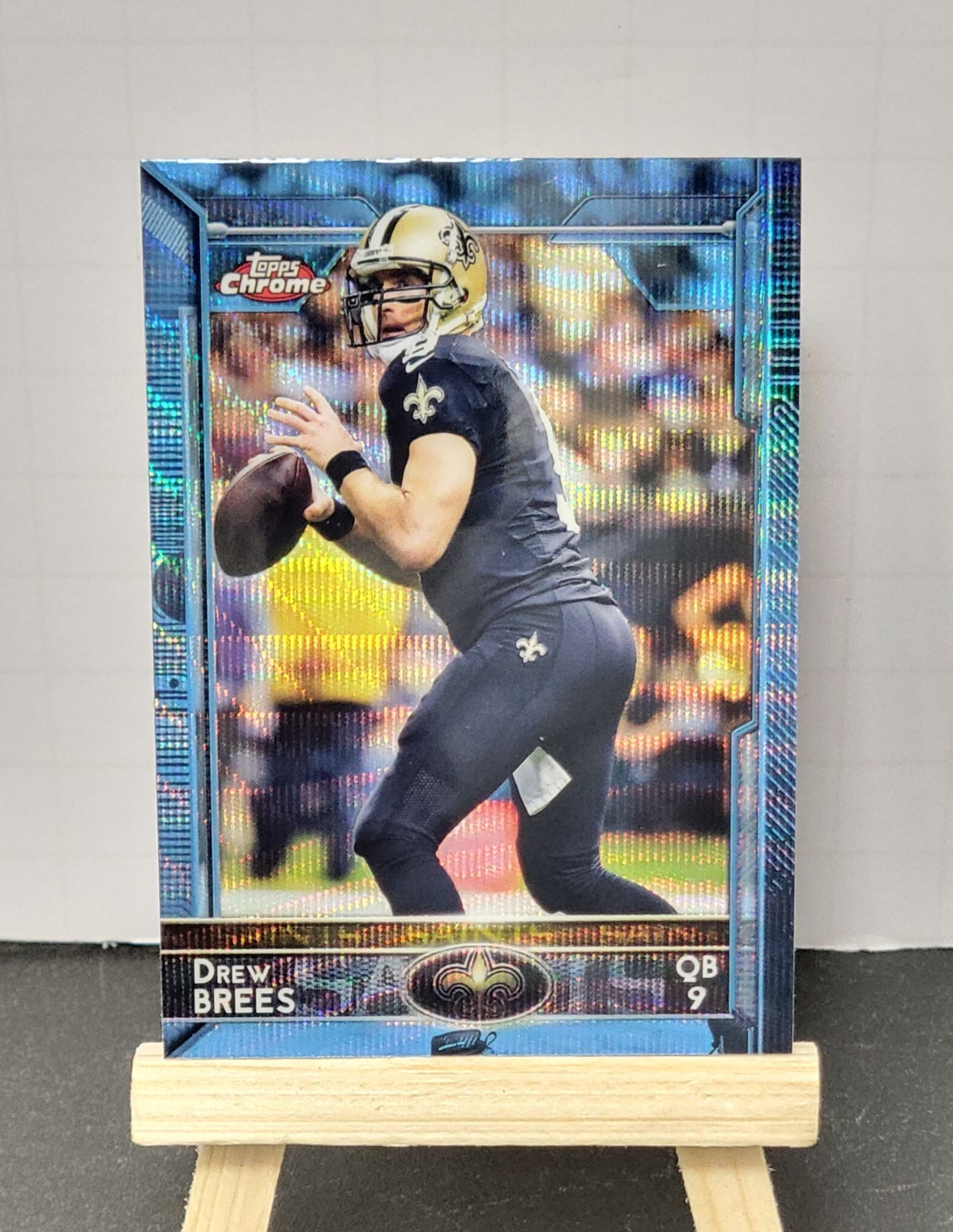 Drew Brees 2015 Topps Chrome Football Blue Wave Refractor Parallel #12