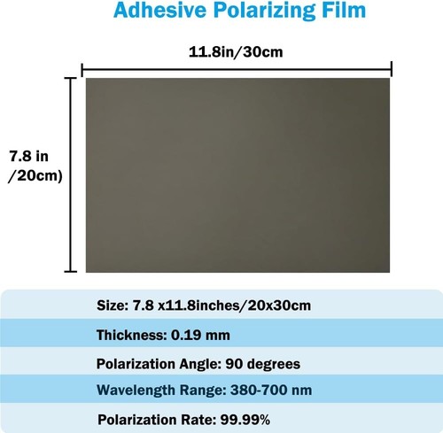 2 PCS Polarized Film Sheets 7.8x11.8in Adhesive Linear Filter for Screen Clarity - Picture 4 of 9