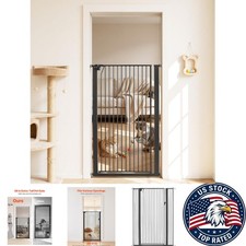 Secure Extra Tall 56'' Pet Gate for Cats - Adjustable 29-41'' Width, Black