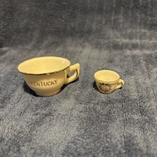 Two Miniature Porcelain Cups Gold Trim Hand Painted