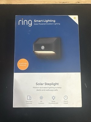 Ring Solar Steplight Outdoor Motion-Sensor Security Light - Black NEW Sealed 