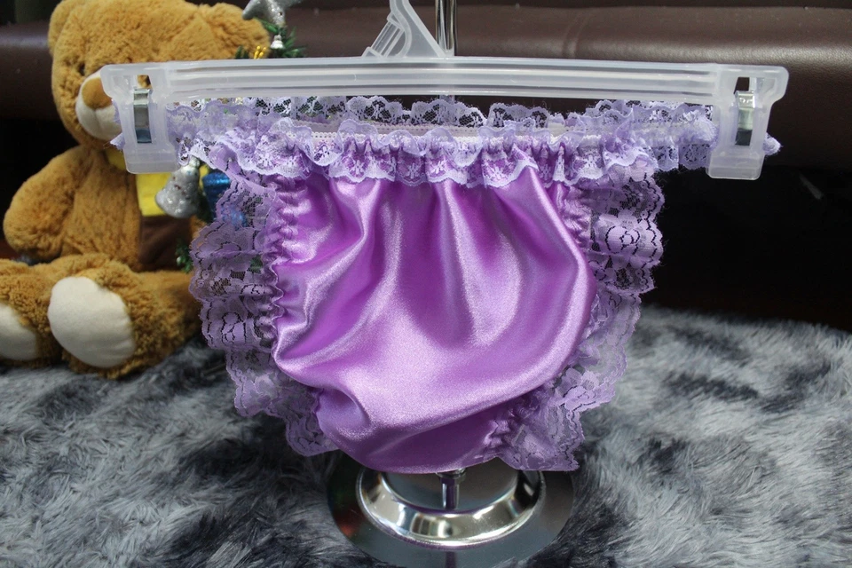 #A6 2XL/ElásticoW.24-44" Lindo Púrpura Satinado Tanga Bikini Bragas Ropa Interior Bragas Foto 2 de 4