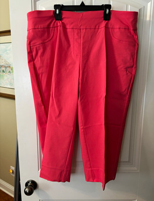 Ruby Rd. Women s Plus Size 20W Pink Solid Flat Front Pants Trousers