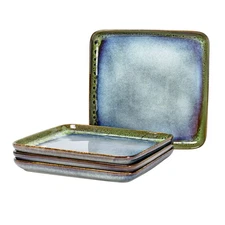 Ceramic Square Dinner Plates 11 Inch, Large Serving Dishes Set of 4 for Steak...
