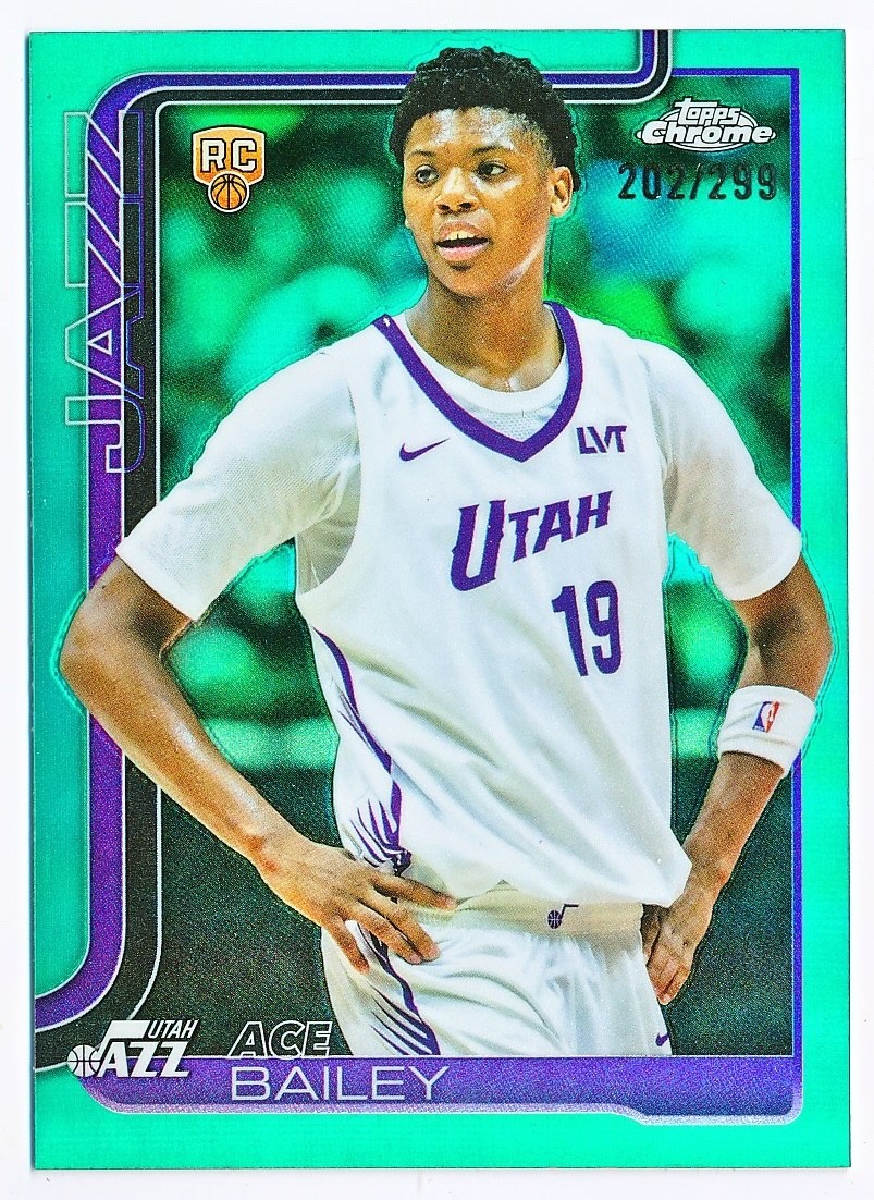 2025-26 Topps Chrome Ace Bailey Teal Refractor Rc #255 (202/299)