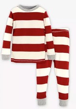 Burts Bees Baby Organic Cotton Rugby Stripe Pajama Set Red/Cream 24M