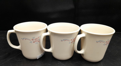 Set Of 3 Corning Corelle English Breakfast Retired Pattern Coffee Mugs