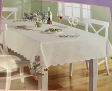 Easter Cutwork Oblong 60  x 102  Polyester Fabric Tablecloth 49.99 retail value